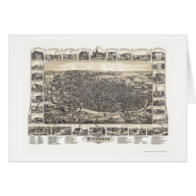 Richmond, IN Panoramische Kaart - 1884 (Voorkant Horizontaal)