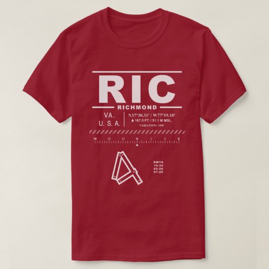 Richmond International Airport RIC T-shirt (Design voorkant)