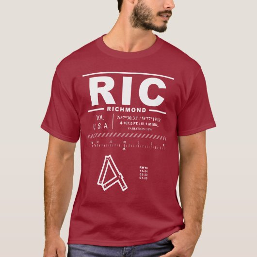 Richmond International Airport RIC T-shirt (Voorkant)