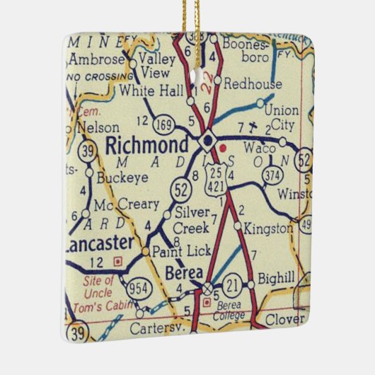 Richmond KY Map Keramisch Ornament (Rechts)