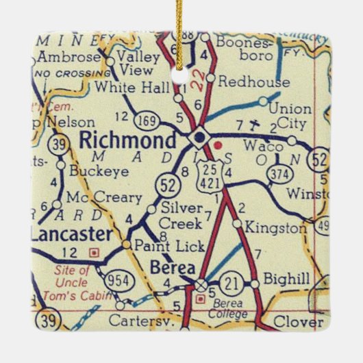 Richmond KY  Map Keramisch Ornament (Achterkant)