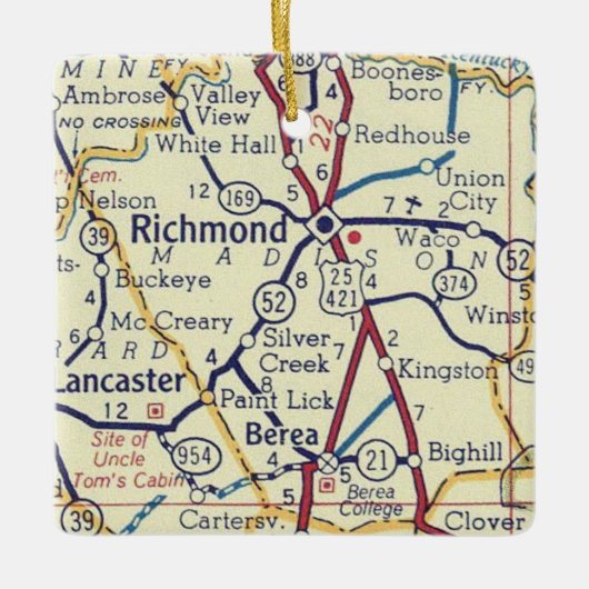 Richmond KY  Map Keramisch Ornament (Voorkant)