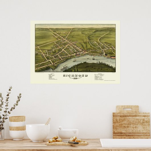 Richmond, ME Panoramic Map - 1878 Poster (Keuken)