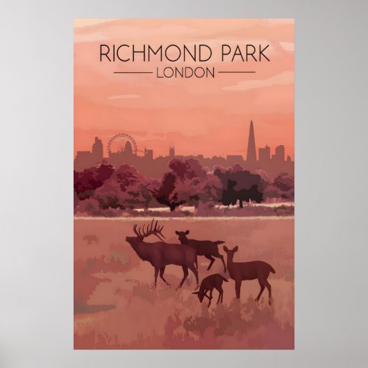 Richmond Park Londen Skyline Reisposter Poster (Voorkant)