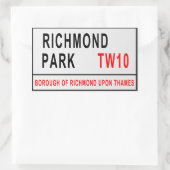 Richmond Park London Street Sign Rechthoekige Sticker (Tas)
