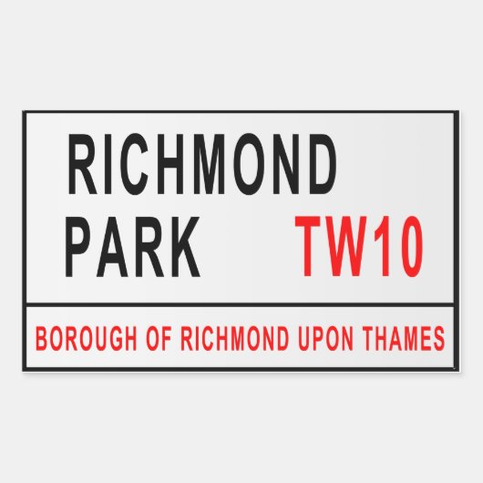 Richmond Park London Street Sign Rechthoekige Sticker (Voorkant)
