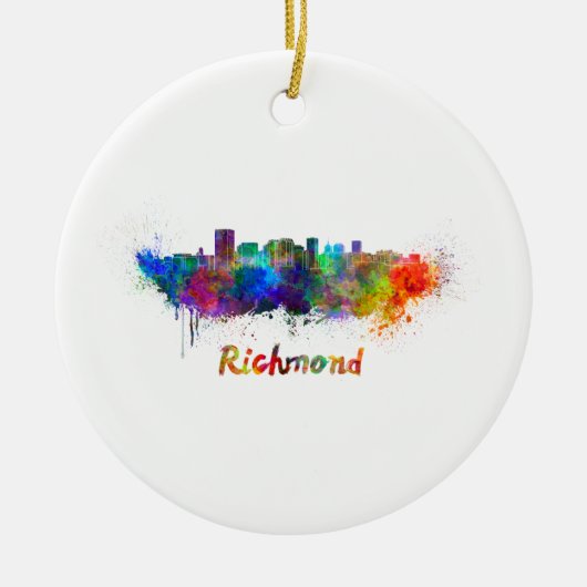 Richmond skyline in waterverf keramisch ornament (Voorkant)