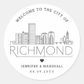Richmond Skyline | Welkomstbericht voor bruiloft Ronde Sticker (Voorkant)