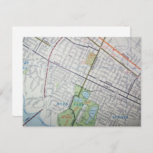 RICHMOND, VA  Map Briefkaart (Voorkant / Achterkant)