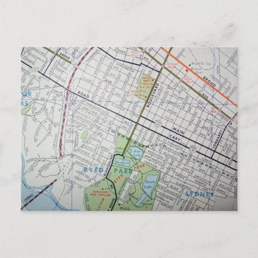 RICHMOND, VA Map Briefkaart (Voorkant)