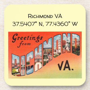 Richmond VA, Map Coordinates,  stijl Bier Onderzetter
