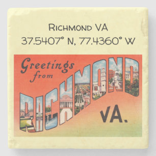 Richmond VA, Map Coordinates,  stijl Stenen Onderzetter