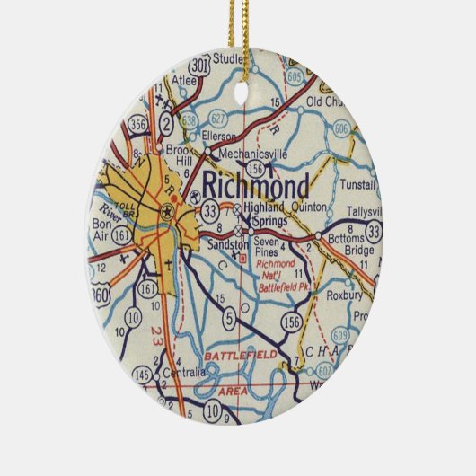 Richmond VA  Map Keramisch Ornament (Rechts)
