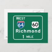 Richmond, VA Road Sign Briefkaart (Voorkant / Achterkant)