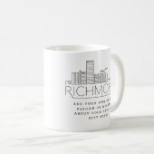 Richmond, VA Stylized Skyline | Aangepaste slogan Koffiemok (Voorkant rechts)