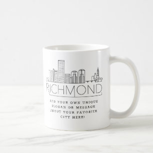 Richmond, VA Stylized Skyline   Aangepaste slogan Koffiemok