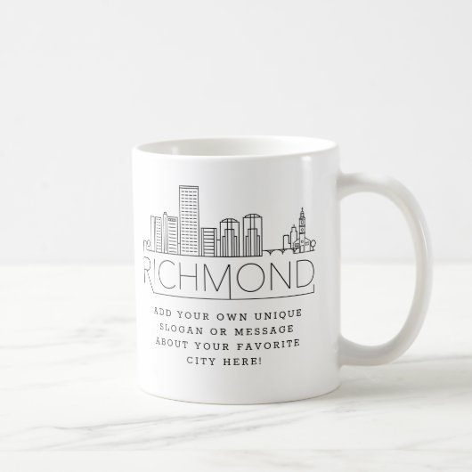 Richmond, VA Stylized Skyline | Aangepaste slogan Koffiemok (Rechts)