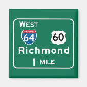 Richmond, VA verkeersbord Magneet (Voorkant)