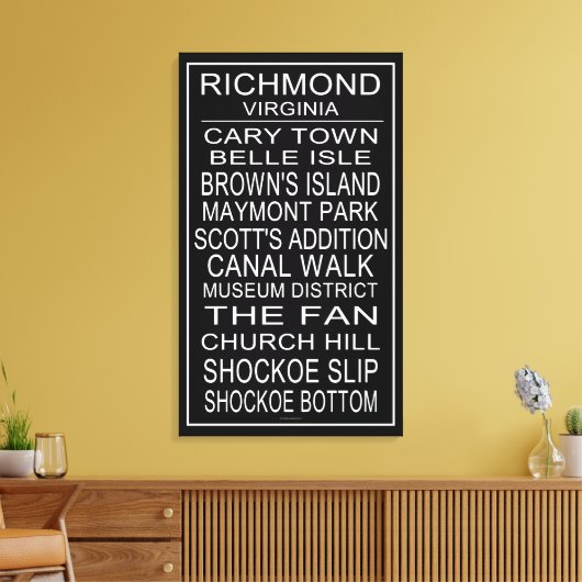 Richmond Virginia Bus Roll Canvas Afdruk (Insitu (Woonkamer))