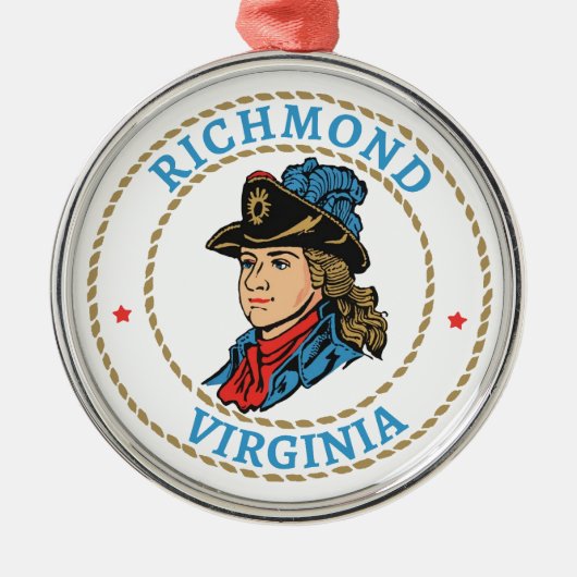 Richmond Virginia Colonial Metalen Ornament (Voorkant)