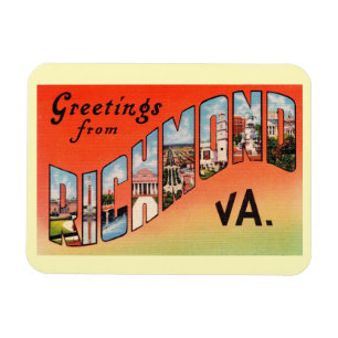 Richmond Virginia Large Letter Greeting Vintage Magneet