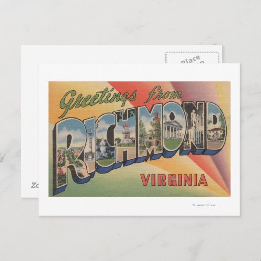 Richmond, Virginia - Large Letter Scenes Briefkaart (Voorkant / Achterkant)