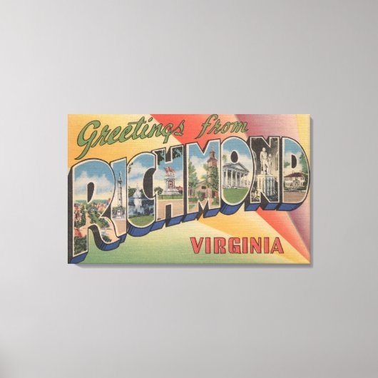 Richmond, Virginia - Large Letter Scenes Canvas Afdruk (Voorkant)