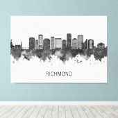 Richmond Virginia Skyline BW Canvas Afdruk (Insitu (Houten vloer))