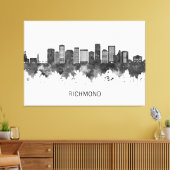 Richmond Virginia Skyline BW Canvas Afdruk (Insitu (Woonkamer))
