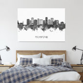 Richmond Virginia Skyline BW Canvas Afdruk (Insitu (Slaapkamer))