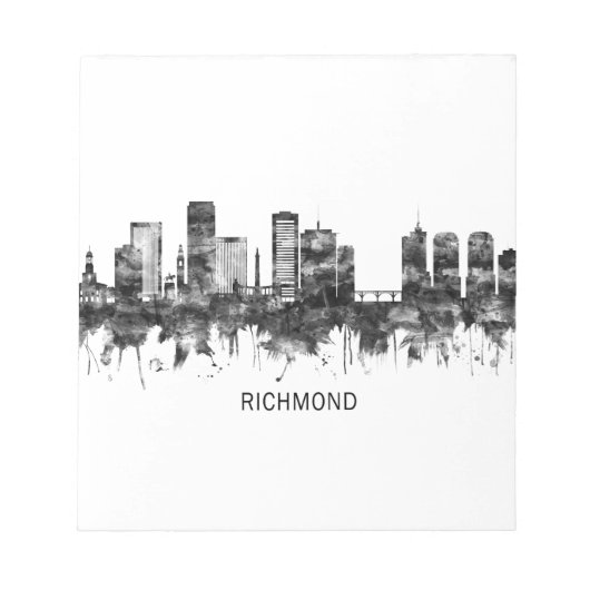 Richmond Virginia Skyline BW Notitieblok (Voorkant)