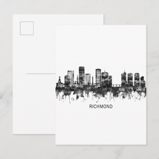Richmond Virginia Skyline BW Uitnodiging Briefkaart (Voorkant / Achterkant)