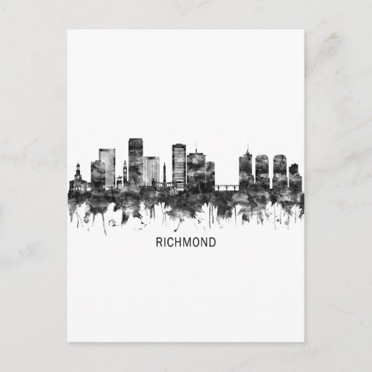 Richmond Virginia Skyline BW Uitnodiging Briefkaart (Voorkant)