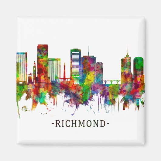 Richmond Virginia Skyline Magneet (Voorkant)