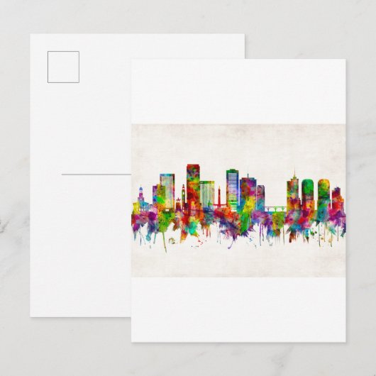 Richmond Virginia Skyline Uitnodiging Briefkaart (Voorkant / Achterkant)