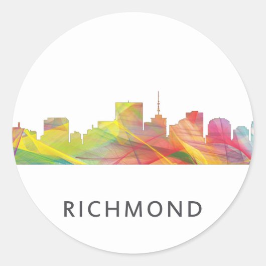 RICHMOND VIRGINIA SKYLINE WB1 - RONDE STICKER (Voorkant)