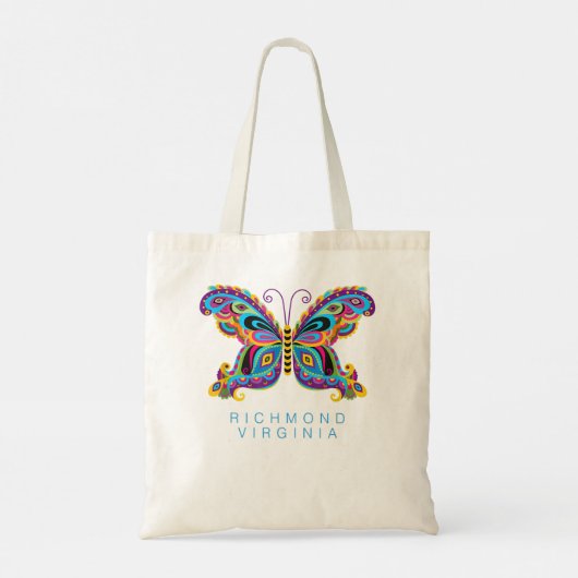 Richmond Virginia Souvenir Butterfly Graphic Tote Bag (Achterkant)