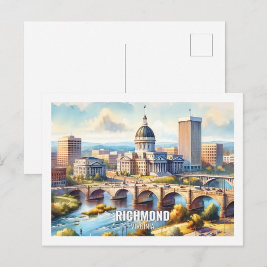 Richmond Virginia USA Famous Place waterverf Briefkaart (Voorkant / Achterkant)