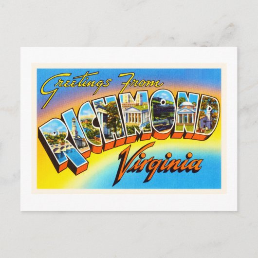 Richmond Virginia VA Old Vintage Travel Briefkaart (Voorkant)