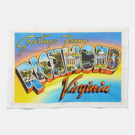 Richmond Virginia VA Old Vintage Travel Briefkaart Theedoek (Horizontaal)