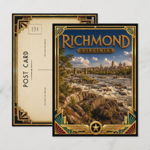Richmond Virginia Vintage Art Deco Gouden Tijdperk Briefkaart