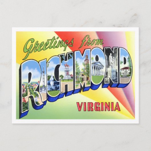 Richmond, Virginia Vintage Big Letters Briefkaart (Voorkant)