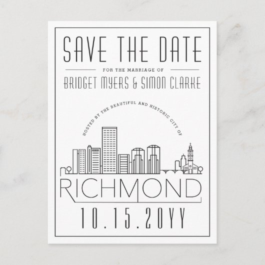 Richmond Wedding | De gestileerde Veldlijn sparen  Briefkaart (Voorkant)