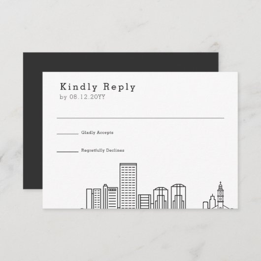 Richmond Wedding | Stijlvolle Skyline RSVP (Voorkant / Achterkant)
