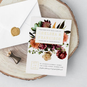 Richness of Spring Colorful Floral Photo Wedding Folie Uitnodiging