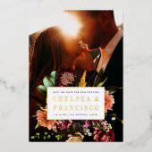 Richness of Spring Floral Photo Save the Date Folie Uitnodiging (Voorkant)