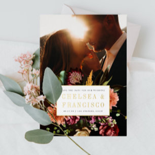 Richness of Spring Floral Photo Save the Date Folie Uitnodiging