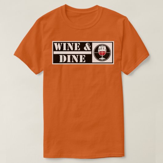Richt op wijn en dineren t-shirt (Design voorkant)