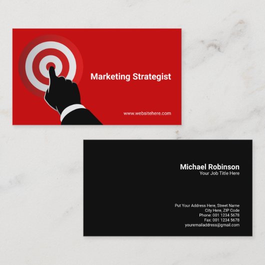 richtdoel | Focus & doel bereiken | Red Visitekaartje (Voorkant / Achterkant)