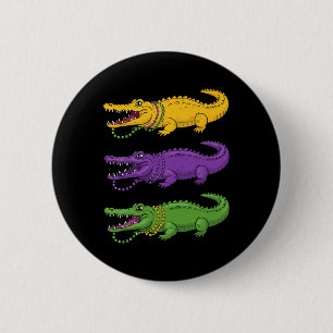 Richter Crocodiles Louisiana Mardi Gras Women Mann Ronde Button 5,7 Cm